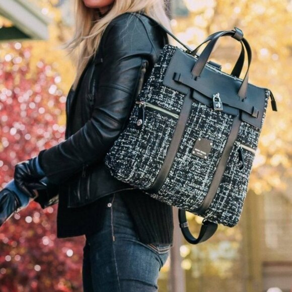 Henri Bendel Large Jetsetter Backpack - Tweed - Picture 1 of 5